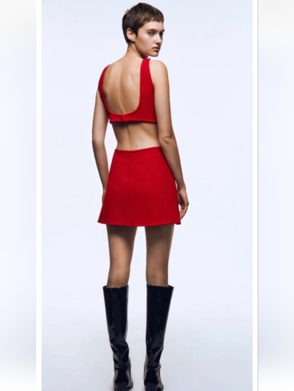 Zara Cut Out Mini Dress Size L NEW Red Open Low Back Party Edgy Baddie Bold Club